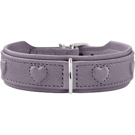 Нашийник для собак HUNTER SOHO X Love, фіолетово-сірий, з натуральної шкіри, м'який, з сердечками, для маленьких собак та цуценят, Made in Germany, розмір 42