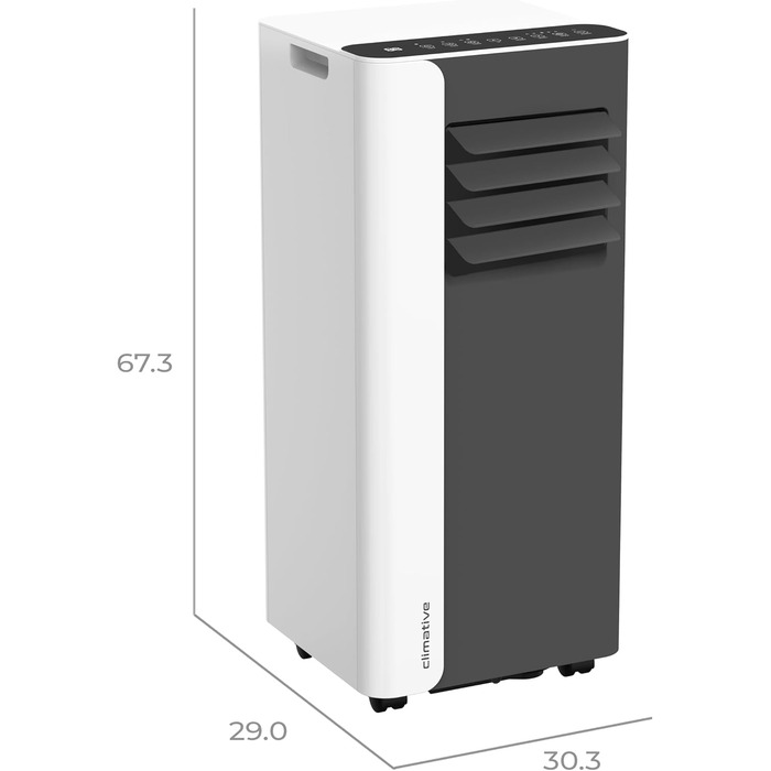 Мобільний кондиціонер 9000 BTU WiFi Tuya Smart, 2.6 кВт, 26 м², 3-в-1, з випускним шлангом, міні, комплект з ущільнювачем для вікна