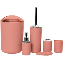 Набір аксесуарів для ванної кімнати, 6 предметів: відро для сміття, тримач для зубних щіток, стакан для зубної пасти, мильниця, лоток для сміття, дозатор для лосьйону, зелений колір