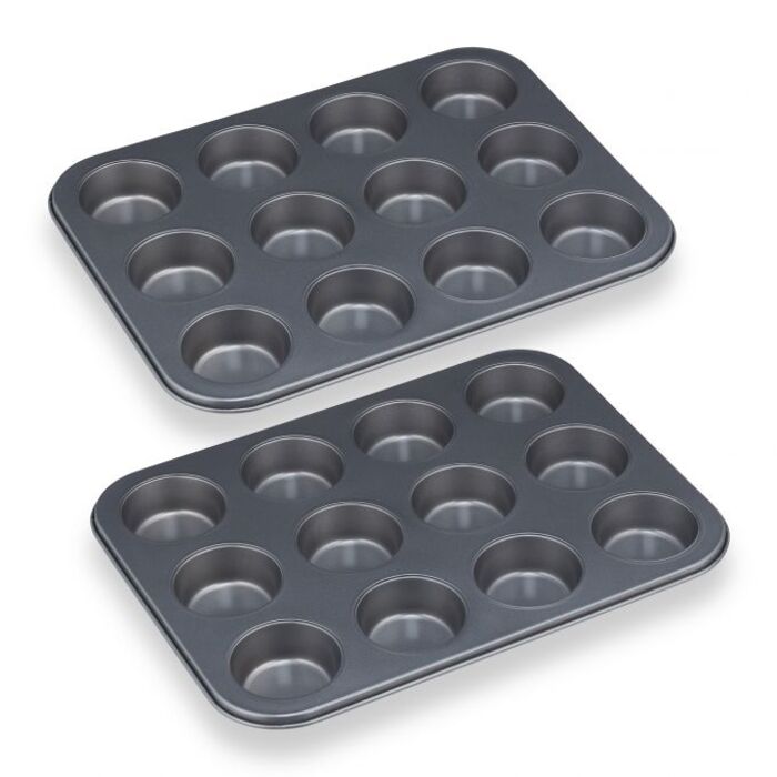 Relaxdays 12-Cup Muffin Tin Set of 2