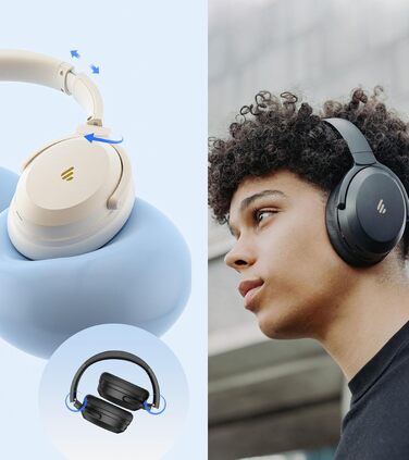 Edifier WH700NB Pro: Бездротові навушники з активним шумозаглушенням (-43dB), Hi-Res Audio, Bluetooth V5.4, AI-дзвінки, швидка зарядка, складні - Чорний