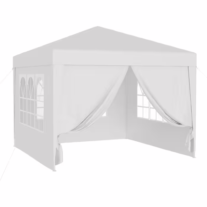 Wiltec Gazebo 3 x 3 m in White with UV Protection 50+, Garden Gazebo with Removable Sides, Party Tent with Windows for e.g. Terrace and Festival