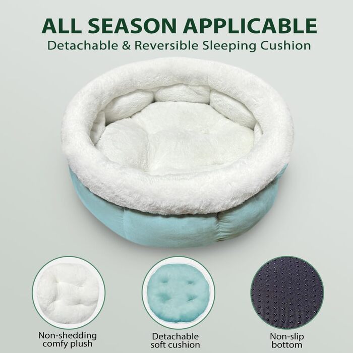 М'яке ліжко-доннат для котів та собак, 50x50x20 см, блакитне