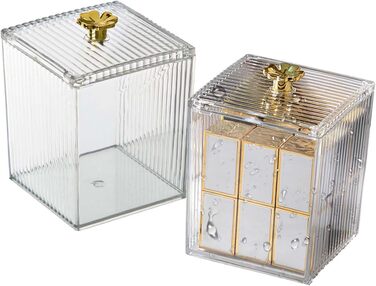 Контейнер для ватних паличок та дисків 2 шт. Організатор для ванної кімнати, прозорий | Зберігання для туалетного столика