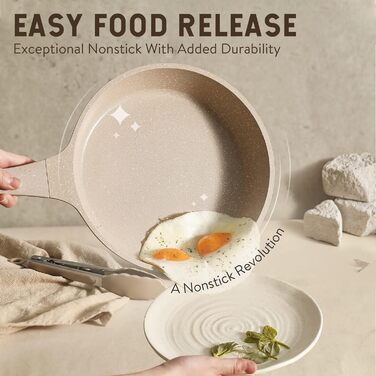 Набір посуду CAROTE 11 предметів: сковороди 24см, 28см, каструля 16см, каструля 24см, глибока сковорода 28см, з антипригарним покриттям та кришками, для індукційних плит