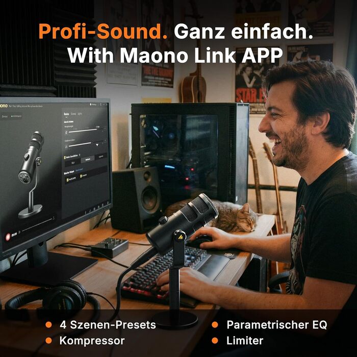 Динамічний мікрофон MAONO PD100 Gen2S USB/XLR для стрімінгу та подкастів, 192кГц/24біт, з пантографом (мікрофонною стійкою), кнопкою Mute та моніторингом