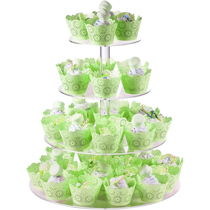 Підставка для капкейків Fhmidic на 6 ярусів, акрилова етажерка, 6-ярусний дисплей для десертів, тортів, випічки, для вечірок, днів народжень, дитячих свят, хрестин (кругла)