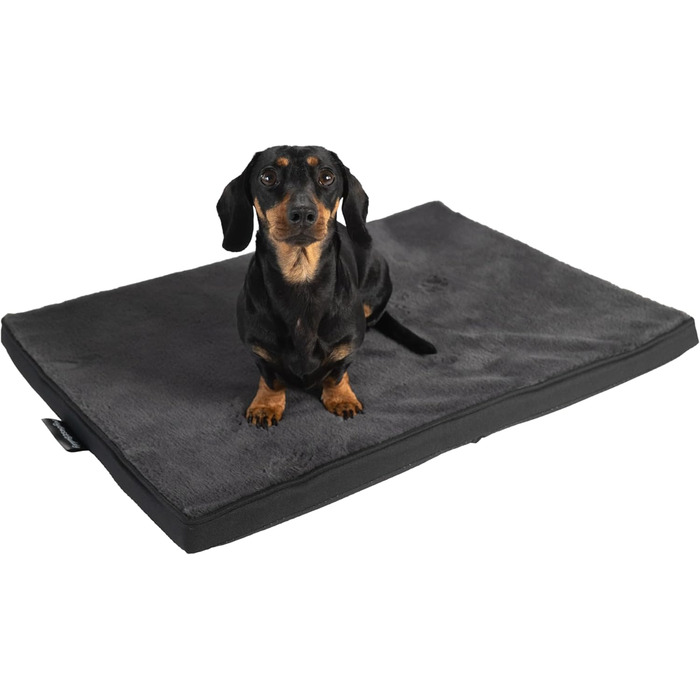 Ортопедична подушка для собак Преміум-якість, сіра, розмір M. Матрац для собак з тканинним покриттям, придатний для прання при 40°C, гіпоалергенний. Розмір: 70 x 50 см (сердечник: 3 см, 60x40 см)