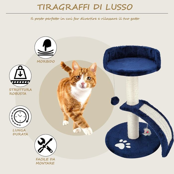 Дерев'яний кігтеточний комплекс Beltom® Kratzbaum 54 см, рожево-білий (блакитний)