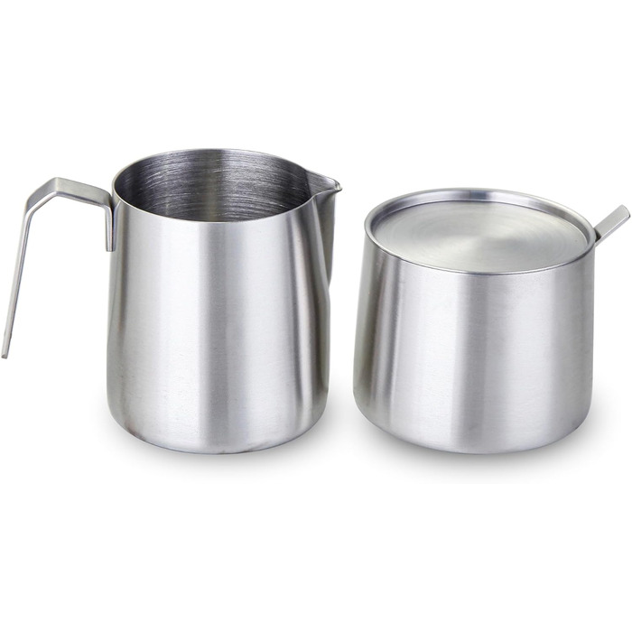 Stainless Steel 304 Creamer and Sugar Bowl Set with Spoon, Coffee Serving, Silver