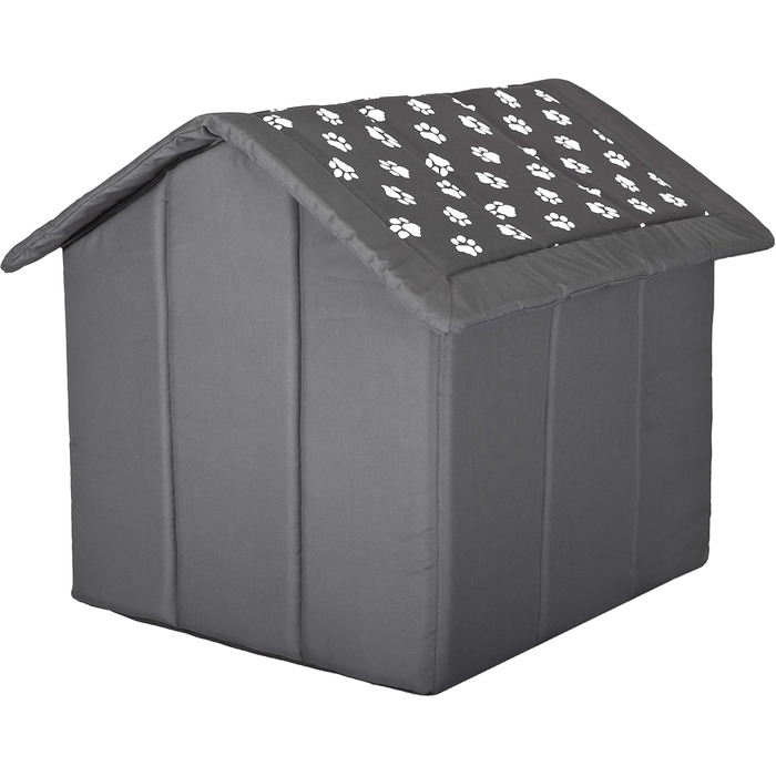 Будинок для собак та котів HobbyDog - 60x55x60 см, сірий з білими лапками