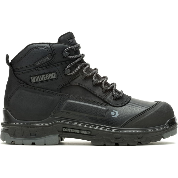 Черевики робочі чоловічі Wolverine Overpass 6' Mid Composite Toe Waterproof, чорно-сірий (41.5 EU, X-Weit)