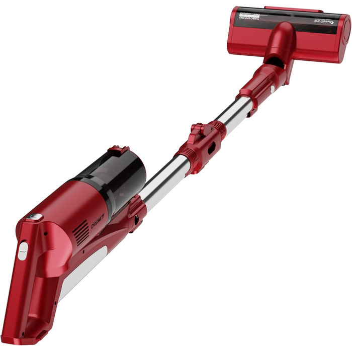 Вертикальний пилосос TurboTronic StormStick 120 Вт з ручним пилососом, фільтр MIF, 5 м кабель, 11kPA, циклонна технологія, червоний