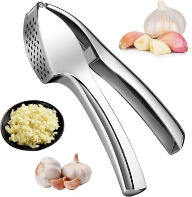 Прес для часнику з нержавіючої сталі, подрібнювач часнику та імбиру, преміум якість, легко миється, для кухні
