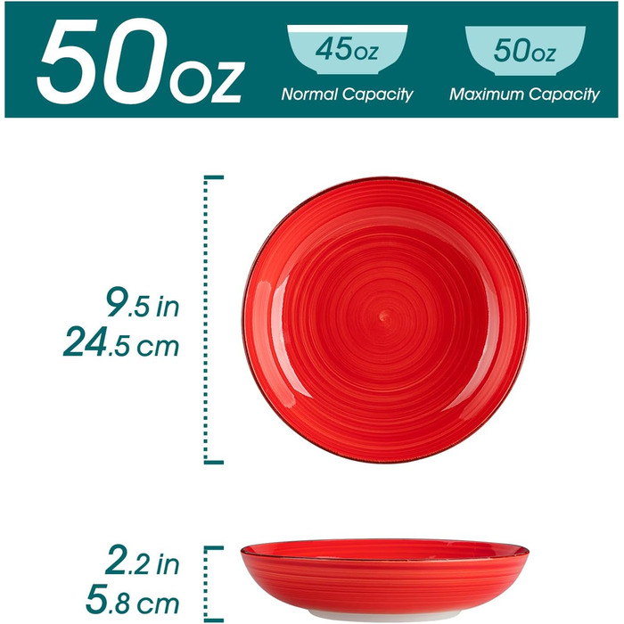 Набір супових тарілок Vancasso Bonita (6 шт.) з кераміки: супові, для пасти, спагеті, рамен, салати