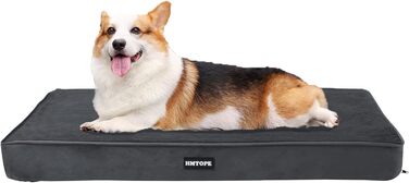 Ортопедичний лежак для собак HMTOPE, 9 см товщина, для середніх собак, знімний та пральний, з антиковзною основою, водонепроникне внутрішнє покриття, 91 см, темно-сірий