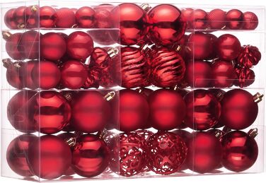 Набір прикрас для ялинки Valery Madelyn, 100 шт. ялинкові кулі з подарунковим пакуванням, червоні