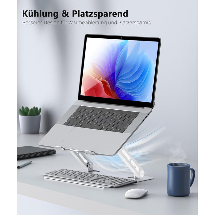 Adjustable Laptop Stand for Desk - 360° Rotating Base, Ergonomic Riser for MacBook Pro/Air, HP, Dell, Lenovo (10-17 inch)