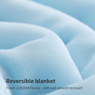 Плед Aisbo Warm Kuscheldecke - теплий, м'який плед з флісу Sherpa, 150x200 см, XL, велика товщина, для дивана, затишний та м'який (220 x 240 см, світло-блакитний)