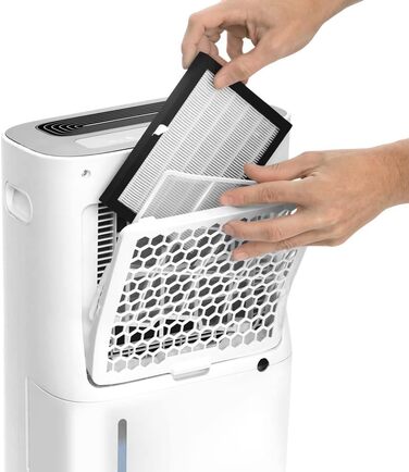 Електричний осушувач повітря Trotec TTK 70 HEPA (Plus) – продуктивність 20 л/день – площа 45 м² / 110 м³ – 2-в-1 очисник повітря з HEPA фільтром 50 м² / 125 м³ - об'єм бака 6,5 л