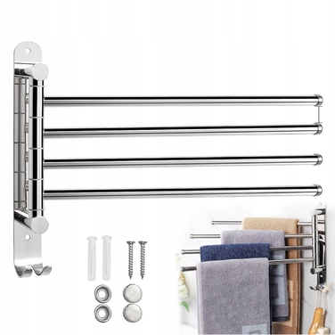 Поворотний вішак для рушників у ванну кімнату, настінний тримач-гачок