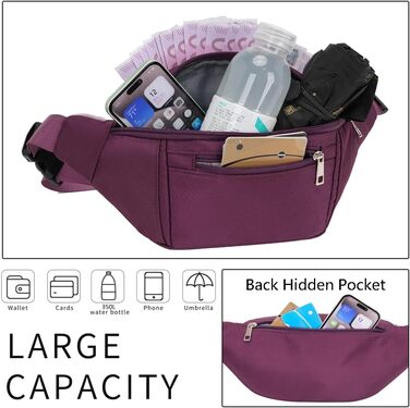 Чоловіча/жіноча поясна сумка на пояс, водонепроникна, для спорту, подорожей, фітнесу, велосипеда, кемпінгу, лілу