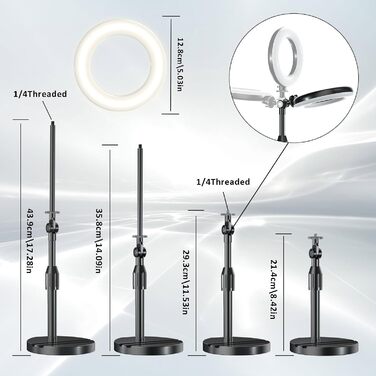 Кільцеве світло для столу з телескопічним штативом, Hola-світло для телефону, селфі, ноутбука, Zoom, відеодзвінків, макіяжу, TikTok та стрімінгу