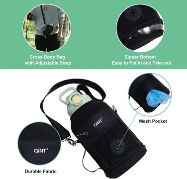 GiNT Термопляшка з нержавіючої сталі для собак та людей, 3-в-1, з мисками та сумкою, вилка-поїльник, для подорожей, прогулянок, кемпінгу, авто (Зелена)