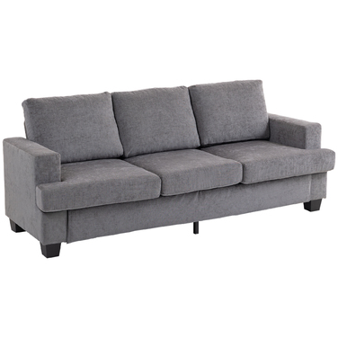 HOMCOM 3-Seater Sofa - A comfortable and stylish sofa for your living room, featuring a fabric upholstery, sturdy steel frame, and plush cushioning. Available in Grey.