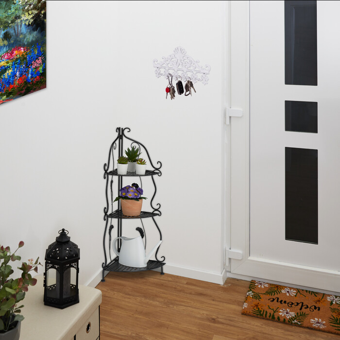 Relaxdays Metal Corner Shelf with 3 Tiers