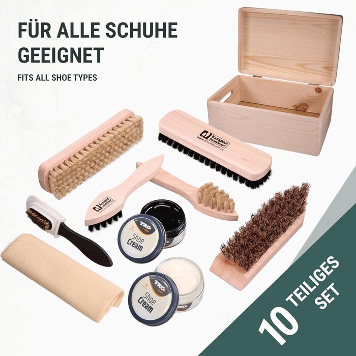 Cross-country ski shoe supplies, shoe cleaning set 9-piece, shoe cleaning box Verona I shoe brush set with box, shoe cream set with wooden box, shoe cleaning sets box, shoe care set