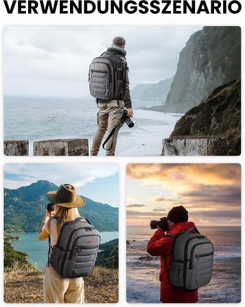 Водонепроникний рюкзак для фотографа Bagsmart для дзеркального фотоапарата з відділенням для ноутбука 15.6