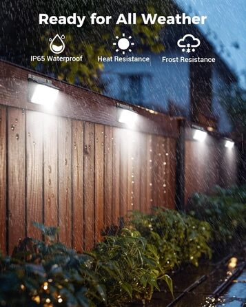 nipify Сонячна LED лампа з датчиком руху, 168 LED, 6 шт, IP65, 3 режими, тепле світло, для зовнішнього освітлення саду і стін