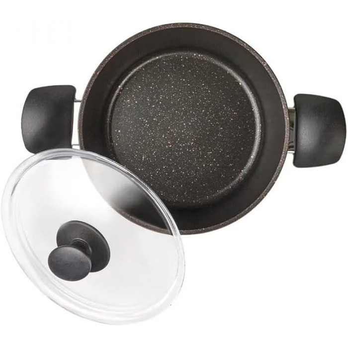 Набір посуду Karaca Biogranit, 7 предметів, чорний/золотий, з антипригарним покриттям, для індукційних плит, граніт