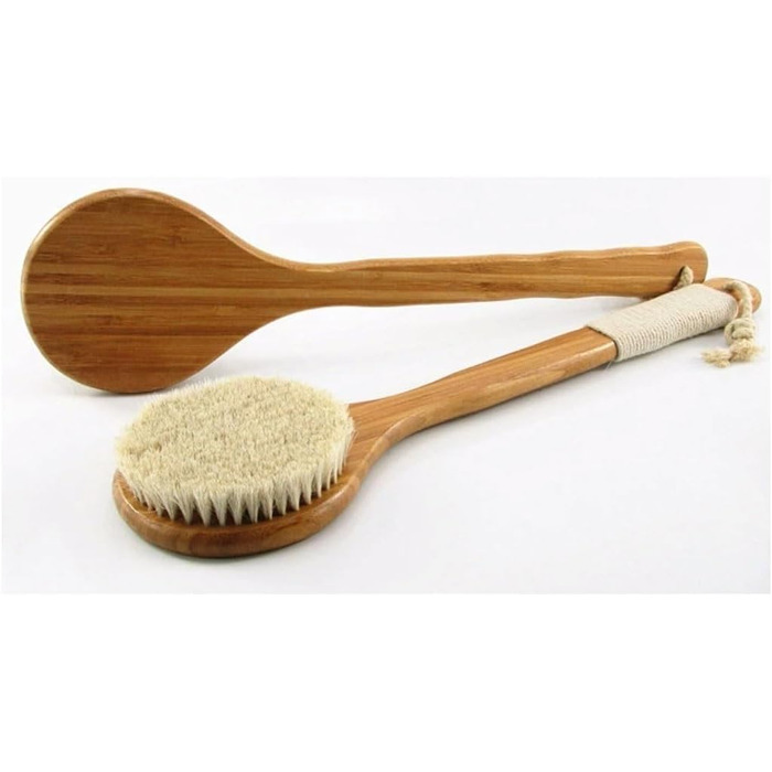 Women's bath scrubbers, men's bath brushes made of horsehair with a long handle, back brush, bath brushes for shower, bath, body brushes