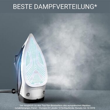 Rowenta DW7320 Everlast Anticalc Steam Iron | 2700 Watts | 45 g/min continuous steam output | 220 g/min steam boost | Drip stop | Antiscale system | 300 ml water tank | Black/Blue 220g/min steam boost - 400 steam vents