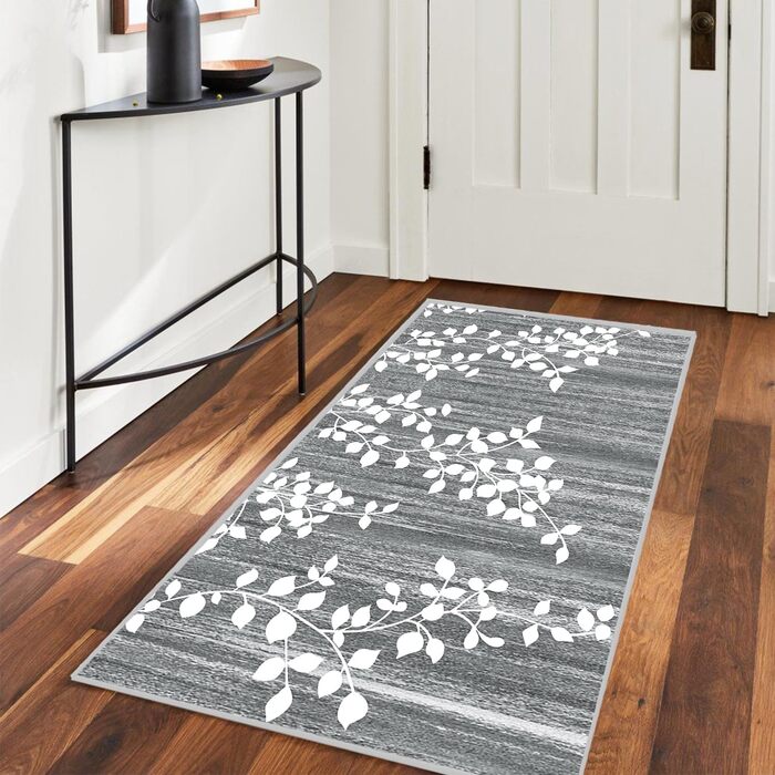 Килимок для підлоги, коридору, кухні - антиковзаючий, миючий, 60x90 см, сірий/блакитний