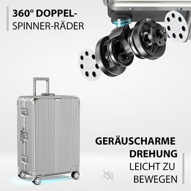 Набір валіз Voyagoux 2 шт. - 39L та 113L, жорсткі валізи, TSA-замок, ABS, 4 колеса 360°, міцні та легкі, рожеве золото (42L, срібло)