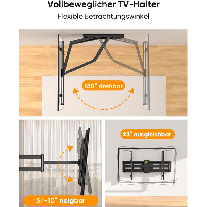 Кронштейн для телевізора FORGING MOUNT HY9458 для XXL TV 60–120 дюймів, до 125 кг, поворотний та нахильний, висувний подвійний важіль 1090 мм, VESA до 900x600мм