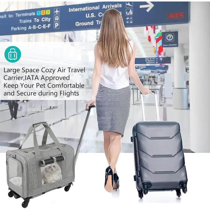 Великий переносний вольєр для котів на колесах, сумка-переноска для котів, 3 в 1 для собак, сумка на плечі, візок для собак, переносний вольєр для тварин, сірий