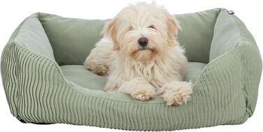 Тріксі лежанка для собак Марлі, 80 x 60 см, салатовий колір – зручна лежанка для середніх собак з якісного бавовняного покриття Canvas, м'яка та пральна – 37691 Salbei L 80 x B 60 x H 23 cm