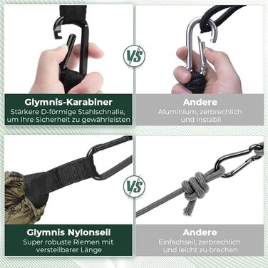 Гімніс Гамак Ultraleicht Outdoor для подорожей, 300x200 см, 300 кг, з мотузками та карабінами (темно-зелений - коричневий)