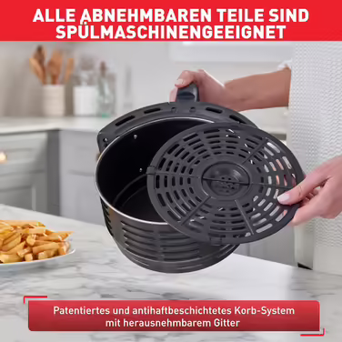 Tefal EY401D Hot Air Fryer Easy Fry Deluxe XL | Air Fryer | 1500 W | 4.2 L for 6 servings | 8 automatic programs | Digital display | energy-saving | healthy fryer without oil | stainless steel