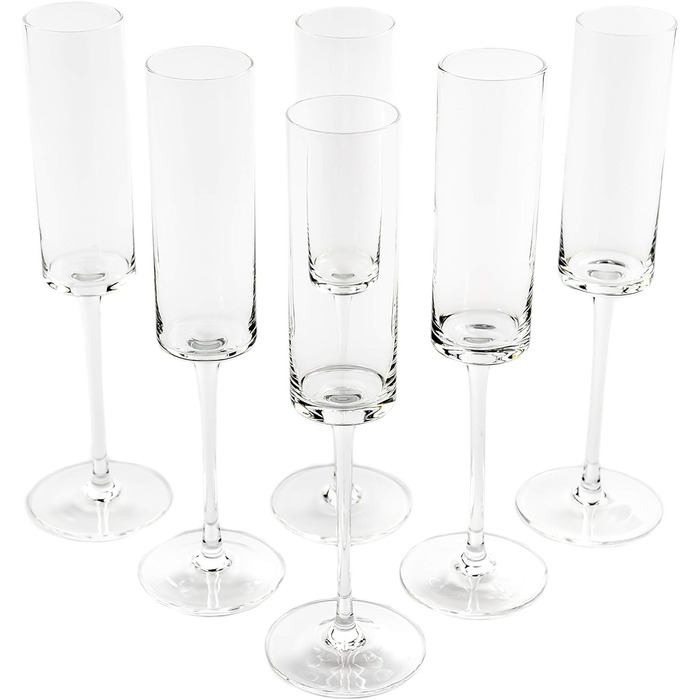 Набір келихів для шампанського Aspen & Birch (6 шт.) - келихи для мімози, 100% без свинцю, 280 мл, ручної роботи