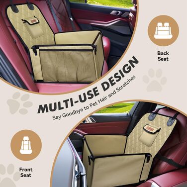 Автокрісло для собак: стабільне, водонепроникне, з підсиленими стінами та ременями безпеки, підходить для собак середніх та малих порід, бежеве