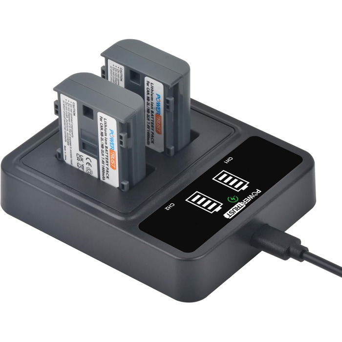 Акумулятор Canon NB-2L/NB-2LH 1400mAh + LED подвійний зарядний пристрій для EOS 350D/400D/PowerShot G7/G9/S30-S80