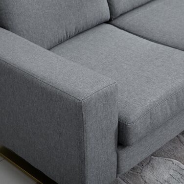 HOMCOM 3-Seater Upholstered Sofa, Fabric Sofa, Living Furniture, TV Chair, Cushions, Armrests, Linen, Dark Grey, 200 x 82 x 78 cm | Aosom