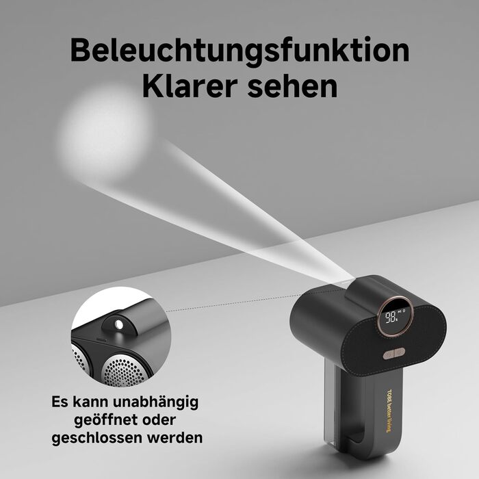 Електричний видальник ворсу для одягу та меблів - 6 лез, 3 режими, LED-дисплей, акумуляторний, чорний