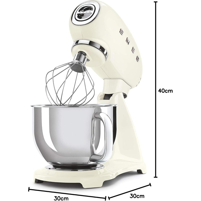 Планетарний міксер Smeg SMF03PKEU, 800 Вт, 10 швидкостей, з набором вінчиків, колір Rose (Крем)