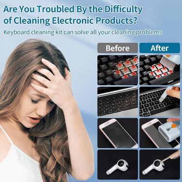 Набір для чищення клавіатури 12 в 1: очищувач екрану, клавіатури, телефону, MacBook, ПК (блакитний)